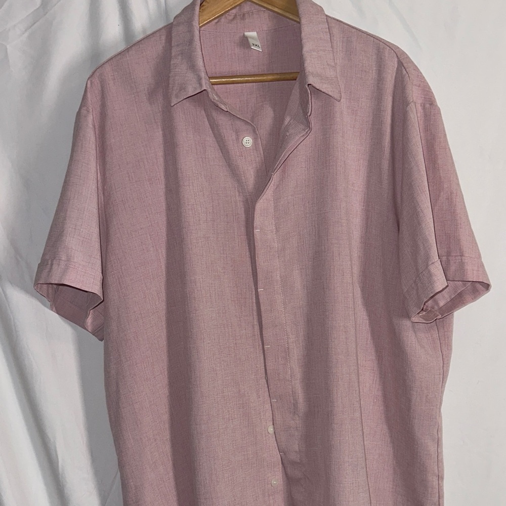 Men's Pink Short Sleeve button up Shirt